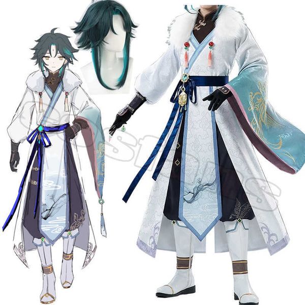 Anime Costumes Jeu Genshin Impact Xiao Cosplay Ancient Come Antiquité Uniforme Costume Perruques Cosplay Anime Xiao Style chinois Halloween Comes Z0301