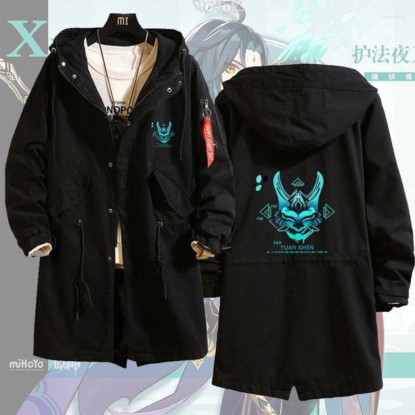 Disfraces de anime juego Genshin Impact Xiao Cosplay disfraz gabardina abrigo Zhongli trajes negros mujer hombre chaqueta