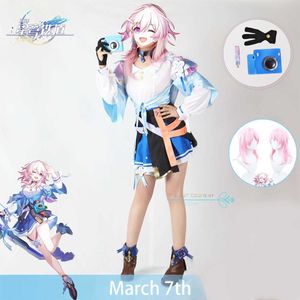 Anime Costumes Jeu Honkai Star Rail 7 Mars Cosplay Venez Élégant Uniforme Outfit pour Femmes Rose Perruque Anime Cosplay Sexy Robe Z0602