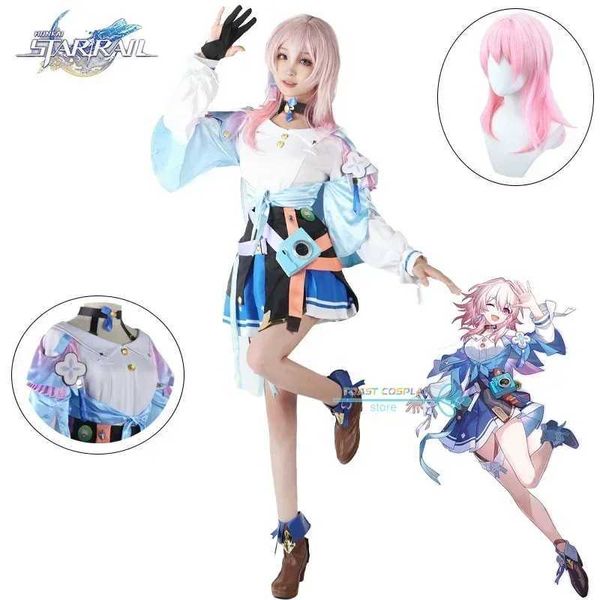 Jeu des costumes d'anime Honkai Star Rail 7 mars Cosplay Come Come Elegant Uniform Tentifit for Women Wig Lovely Anime Cosplay Sexy Dress Wig Y240422