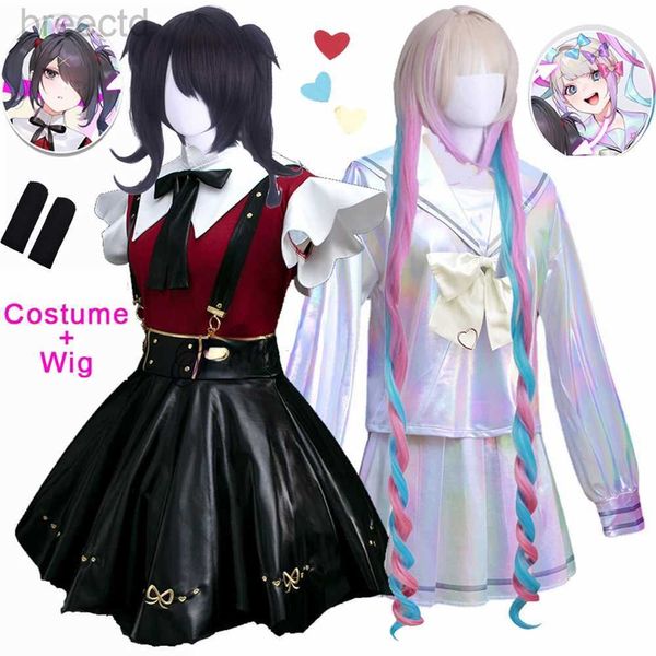 Costumes d'anime jeu nécessiteux fille overdose cosplay costume wig chaussures anime jk uniforme en cuir jupe abyss kangel ame chan cosplay costume 240411