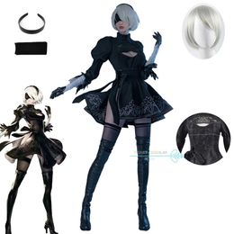 Costumes d'anime rôle rôle 2b cosplay nier automate yorha n ° 2 type b robe noire cosplay est sexy uniforme hallown party cos y240422