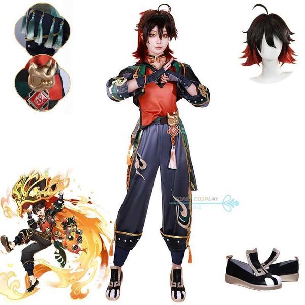 Costumes d'anime jeu Cosplay jeu Genshinimpact Gaming Cosplay Come Wig Shoes Full Set Lion Dancing Boy Role Play Carnival Party Clothes Y240422