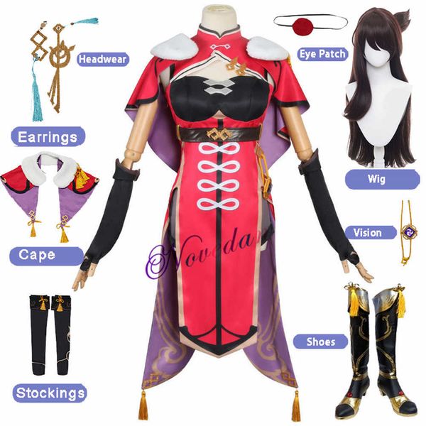 Costumes Anime Genshin Impact Beidou Cosplay Venez Accessoires Perruque Anime Style Chinois Femmes Kimono Cosplay Halloween Robe Outfit Ensemble Complet Z0301