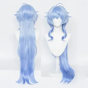 Perruque de Cosplay synthétique longue bleue dégradée, Costumes d'anime Genshin Impact Ganyu, résistante à la chaleur, perruque d'halloween