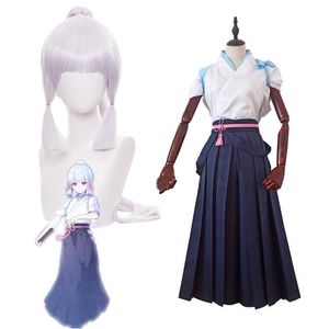 Anime kostuums genhin impact kamisato ayaka cosplay kimono game come vrouw en man kendo kleding prinses ggret pruik hoofddeksel z0301