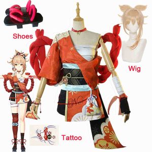 Costumes d'anime Genshin Impact Naganohara Yoimiya Cosplay perruque froide jeu d'anime Genshin Cosplay robe Kimono pour les femmes J220915