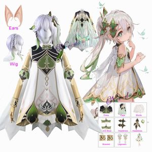 Disfraces de anime Genshin Impact Nahida Cosplay Come Kids Women Lesser Lord Kusanali Conjunto completo Maid Dress Shoes Styled Wig Ears Role Play Outfit Z0301