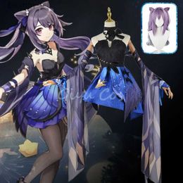 Disfraces de anime Genshin Impact New Skin Keqing Cosplay Viene Uniforme Peluca Anime Estilo Chino Halloween Viene Juego Opulent SplendorL231101