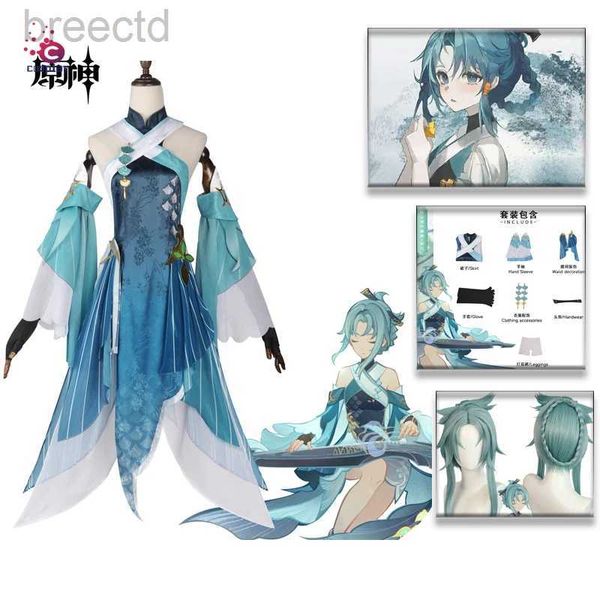 Costumes d'anime Genshin Impact Pinger Cosplay Costume Costume Wig Robe Full Setfits For Comic Animation Game Halloween Role Play Carnival Uniforme 240411