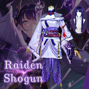 Anime Costumes Genshin Impact Raiden Shogun Cosplay Come Jacquard Fabric Uniform Wig Anime Chinese Style Halloween Comes for Women Game Z0602