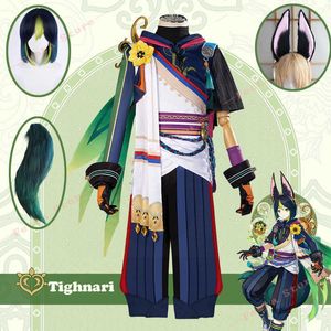 Costumes d'anime Genshin Impact Tighnari Cosplay Venez perruque courte oreilles queue uniforme cape Verdant Strider pantalons à capuche gants accessoires pour cheveux Z0301