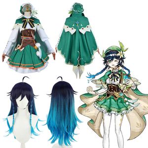 Anime Kostuums Genshin Impact Venti Cosplay Komen Anime Barbatos Jurken Mantel Halloween Uniform Game Wendi Pak Carnaval Komen voor Vrouwen Z0301