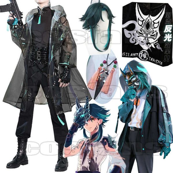 Costumes Anime Genshin Impact Xiao Manteau Cosplay Viens Sniper veste Uniforme Chaussures Perruques Cosplay Anime Xiao Activité Fête Halloween Vient Z0301