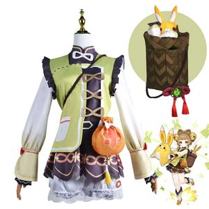 Costumes d'anime Genshin Impact Yaoyao, tenues de Cosplay, uniformes de carnaval d'halloween, perruque