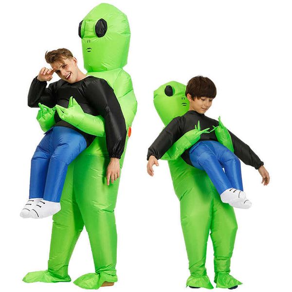 Costumes d'anime Halloween et Alien Costume gonflable Monster Costumes gonflables Effrayant Green Alien Cosplay Costume pour adulte Party Festival Stage x0907