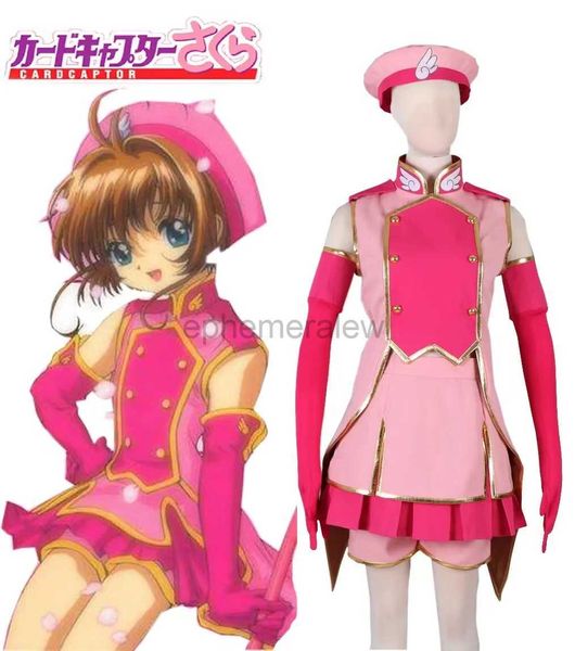 Disfraces de anime Alta calidad Anime Card Captor Sakura Cosplay Kinomoto Sakura Disfraz Lindo vestido rosa Mujer Peluca zln231128