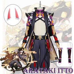 Disfraces de anime Altaqualidad Genshin Impact Arataki Itto Cosplay Complay Venga uniforme Halloween viene para los hombres Juego Z0301