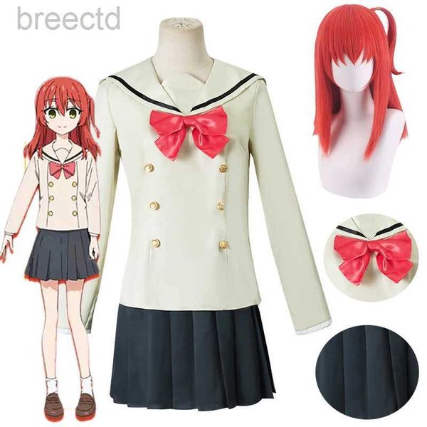 Costumes d'anime ikuyo kita cosplay anime bocchi the rock ikuyo kita cosplay costume jk uniforme wig jupe sock cosiforme for girls women 240411