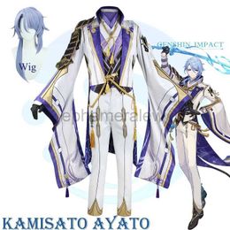 Costumes d'anime Impact Kamisato Ayato, Costume de Cosplay, uniforme, perruque, Costumes d'halloween pour hommes, jeu zln231128