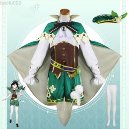 Anime kostuums impact venti cosplay komen uniform pruik voor vrouwenspel Wendi Windy Halloween L220802