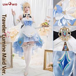 Anime -kostuums op voorraad Uwowo Game Genshin Impact Traveler Lumine Cosplay Come Fanart Maid Ver Lumine Cosplay Maid Maid Dress Halloween Come Z0301