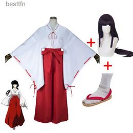 Anime Kostuums Inuyasha Kikyou Cosplay Kom vrouwen Halloween Carnaval Funny Party Kom Anime Pruiken Str SandalenL231101