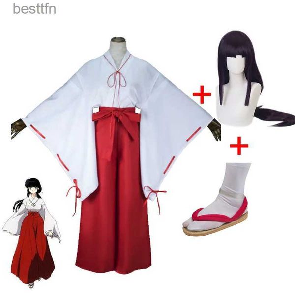 Costumes d'anime Inuyasha Kikyou Cosplay venez femmes Halloween carnaval fête drôle venez Anime perruques Str sandales L231101