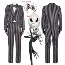 Disfraces de anime Jack Skellington Máscara de disfraz de cosplay para adultos La pesadilla antes de Navidad Jack Uniforme Ropa Máscara Traje Disfraces de Halloween zln231128