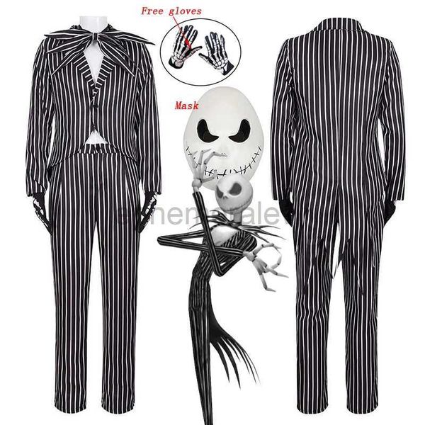 Costumes d'anime Jack Skellington Cosplay Costume masque pour adulte l'étrange Noël de monsieur Jack vêtements uniformes masque Costume Halloween Costumes zln231128