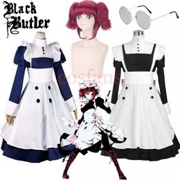 Anime kostuums Japanse anime zwarte butler meid Kuroshitsuji mey rin maid come vrouw cosplay komt jurk schort voor Halloween Party Z0301