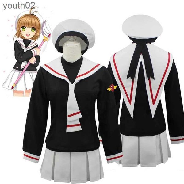 Costumes d'anime Japonais Anime Card Captor Sakura Cosplay vient filles marine col marin école uniforme costume femmes jupes plissées robe de soirée ZLN231111