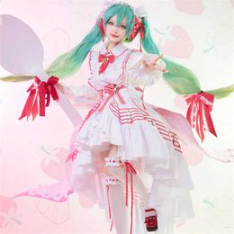 Costumes Anime Kawaii Hatsunes Miku 15e anniversaire Cosplay Vient Vêtements Miku15th COS Rose Princesse Lolita Robe Halloween Party Pour Wome Z0602