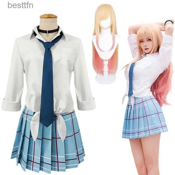 Costumes d'anime Kitaga Marin Cosplay Anime mon habillage chérie Kitaga Marin Cosplay venir robes uniforme scolaire perruque boucles d'oreilles costume filles L231101