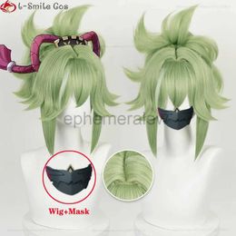 Costumes d'anime Kuki Shinobu Cosplay perruque jeu Genshin Impact vert clair 33 cm court avec frange faits saillants perruques de fête résistantes à la chaleur + bonnet de perruque zln231128