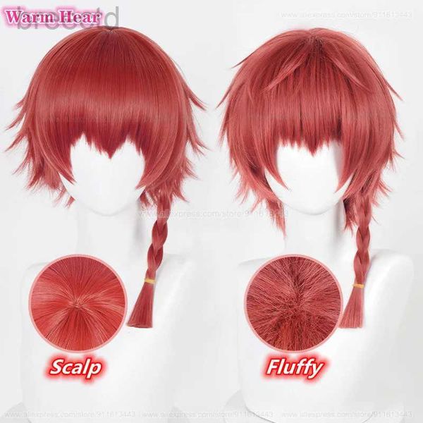 Trajes de anime Kurona Ranze Cosplay Cambria de anime Unisex Long Long 38 cm Rojo Single Twist Big Wig Resistente al calor Cosplay sintético Anime Wigs + Wig Cap 240411