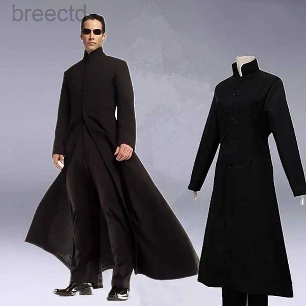 Disfraces de anime Matrix Cosplay Cosplay Black Costume Neo Trench Coat Capacitación de Halloween Fiesta para mujeres Hombres Cos Play Prop Accesorios 240411