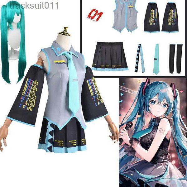 Disfraces de anime Miku Cosplay Come Wig Headwear Accesorios de anime japonés Traje de fiesta de Halloween para mujeres Niñas Conjunto completo L231027