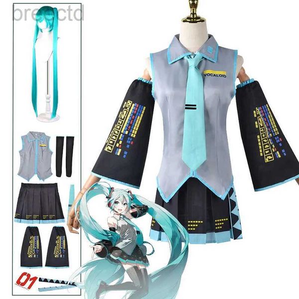 Disfraz de anime Miku Cosplay Classics Classics Hot Midi Midi Vestido Miku Wig Coss Props Mujeres COMBIT COMIKET Halloween Carnave Regalo 240411