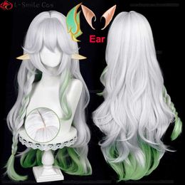 Anime kostuums Nahida Cosplay Play Wig Genshin Impact Cosplay The Greater Lord Rukhadevata Wig 100 cm Long Gradient Pruik Oor hittebestendige haarpruiken Z0301