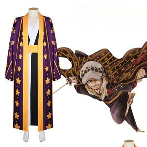 Costumes d'anime une pièce et Costume de nation Trafalgar Ro Cosplay roi nautique Yukata Kimono livraison directe vêtements Dhdvy