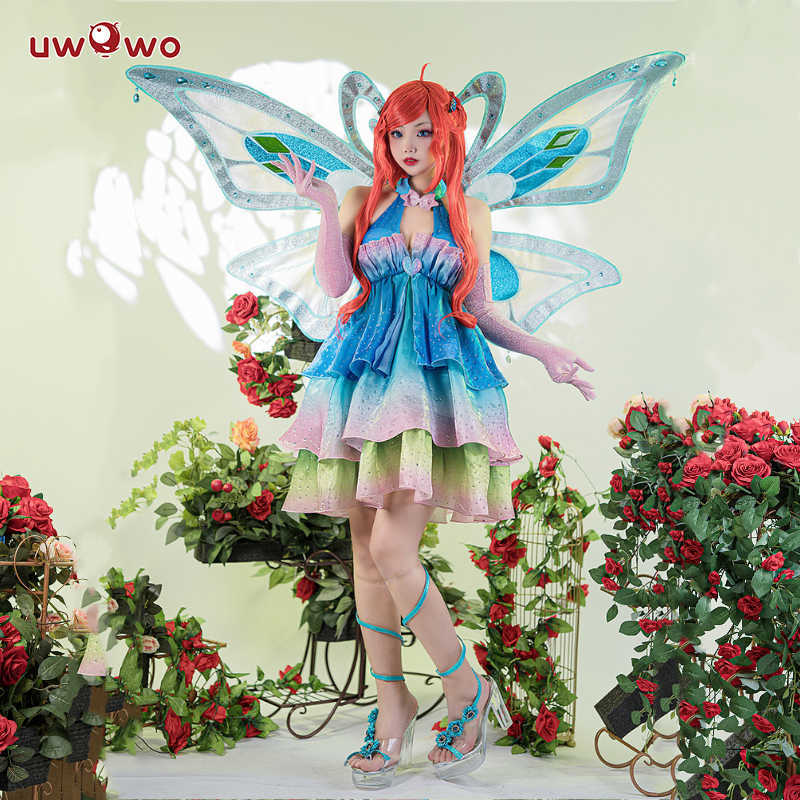 Anime kostuums voorverkoop uwowo Bloom Enchantixx Cosplay Come Big Fairy Wings Cosplay Outfit Butterfly Fairy Girl Suit Z0301
