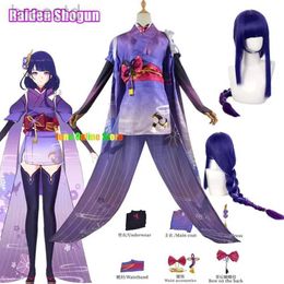 Anime kostuums Raiden ei Cosplay Genshin Impact kostuum Jacquard Fabric Uniform Wig Anime Beelzebul Cosplay Halloween -kostuums voor vrouwen Game 240411