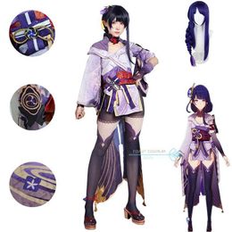 Vestuario de anime raiden ei cosplay genshinimpact Raiden ei cosplay ven trajes sexy zapatos de peluca haliown fold foming set completa conjuntos de anime y240422