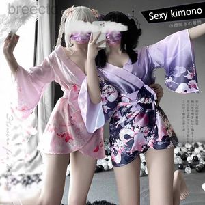 Anime -kostuums sexy kimono geprinte dames erotische pyjamas acgn anime stijl kimono uniform lolita badjrow japans vest cosplay shirt 240411