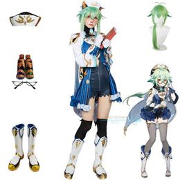 Anime kostuums sucrose game cosplay genshinimpact sucrose cosplay komen voor vrouwen sexy anime pakken feest kom pruik schoenen volledige set y240422