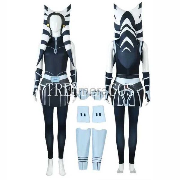 Costumes d'anime le mandalorien Ahsoka Costume de Cosplay Clone Wars Ahsoka Tano combinaison chapeau tenues de super-héros pour Halloween Comic Con zln231128