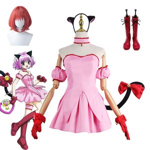 Costumes d'anime Tokyo Mew Mew Momomiya Ichigo, tenues de Cosplay, robe d'halloween, chaussures de perruque