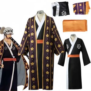 Costumes d'anime Trafalgar Law Cosplay Come Anime One Piece Wano Country Law Kimono Uniforme complet Suite du parti de carnaval Hallown Suit Man Y240422