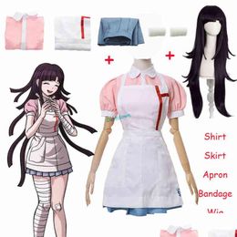 Disfraces de anime Tsumiki Danganronpa Mikan Sport Cosplay Traje con peluca Halloween Desesperación Timate Enfermera Unim Maid Come Fl Set Mujeres Y2 Dh097